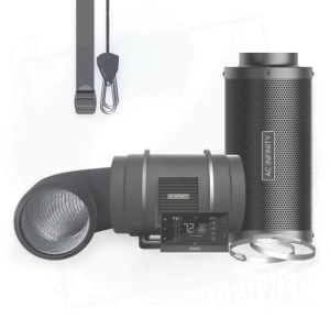 Zestaw wentylacyjny AC Infinity 200mm 1370 m3/h - wentylator kanałowy z AI+ PRO kontrolerem temp. i wilgotności filtr węglowy + przewody