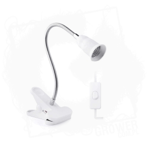 Biała oprawa E27 z klipsem, włącznikiem oraz kablem o długości 1,7m