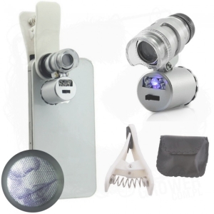 Mini-mikroskop  z klipsem na smartfona - powiększenie 60x