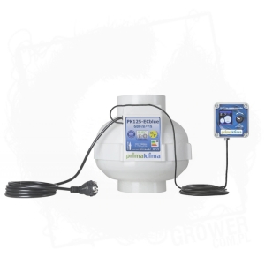 Wentylator promieniowy Prima Klima Ø125mm - ECblue 680m3/h + cyfrowy regulator prędkości i temp.